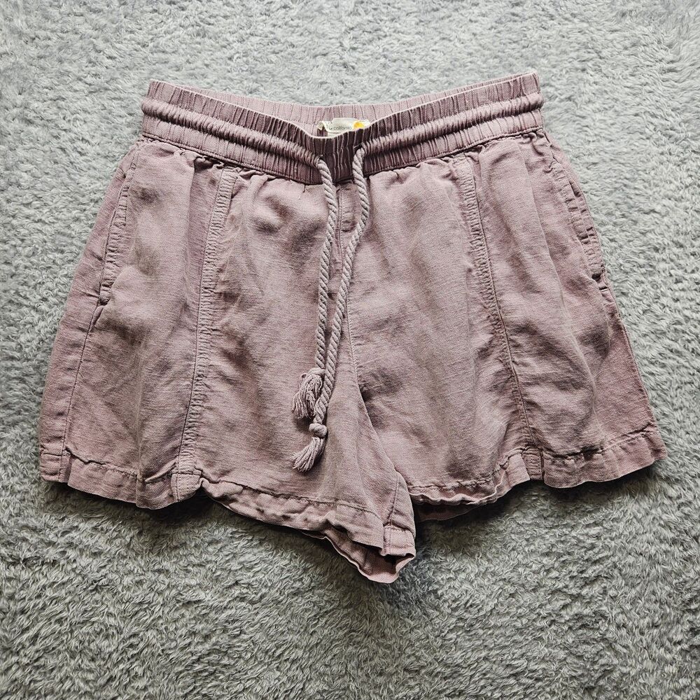 C&C California Purple Linen Pull On Shorts Womens Size Large Beach Casual